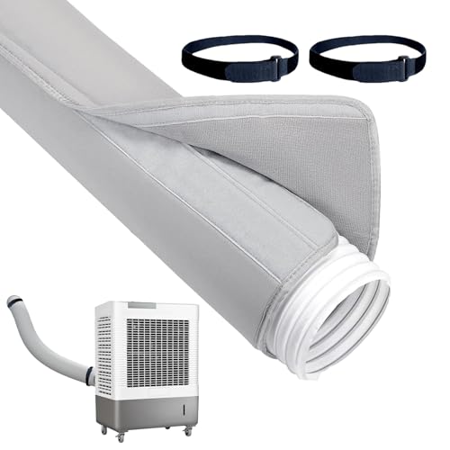 Tragbare Klimaanlagenschlauchabdeckung, Klimaanlagenschlauchabdeckung mit 2X-Krawattengurt, einstellbare Isolierkanallüftungsschleife, 3 -schichtiger wasserdicht, Polyester für Rohrdauer, Energieeffiz von Dgayaeic