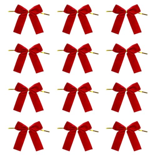 Weihnachtsbogen, festliche Weihnachtsdekor, weicher Samtstoff, 12 Stücke, selbstklebende Geschenkbögen, Twist -Krawatten -Satinbögen, wiederverwendbar, leicht zu befestigen, für Geschenkverpackung, We von Dgayaeic