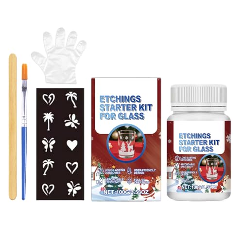 Zugesperrtes Ätzkit für Glas, langlebiges und professionelles Finish, 1 Set, Glaswaren-Ätz-Kit, Ätzcreme 100g mit Pinsel + Mixer + 1 Paar Handschuhe, sicher und einfach zu bedienen Zugesperrtes Ätzkit für Glas, langlebiges und professionelles Finish, 1 Set, Glaswaren-Ätz-Kit, Ätzcreme 100g mit Pinsel + Mixer + 1 Paar Handschuhe, sicher und einfach zu bedienen von Dgayaeic