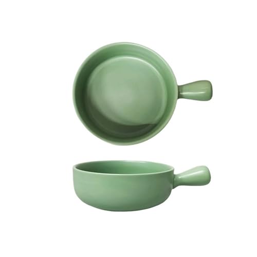 Auflaufform 500ML Ofengebackene Reisschüssel Keramik-Obstsalatschüssel Backen Einhand-Backform Haushaltsfrühstücksschüssel Teller Lasagne Auflaufform(Light green) von Dh2yjnbf3