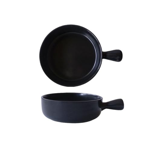 Auflaufform 500ML Ofengebackene Reisschüssel Keramik-Obstsalatschüssel Backen Einhand-Backform Haushaltsfrühstücksschüssel Teller Lasagne Auflaufform(Schwarz) von Dh2yjnbf3