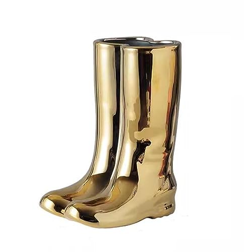 Dh2yjnbf3 Innenbereich Kreativer Schirmständer in Stiefelform, Halter, Schirmeimer, Fass, Porzellan-Keramik-Bodenvase, Eingangsbereich, Veranda, Innenbereich Platzsparend(Gold) von Dh2yjnbf3