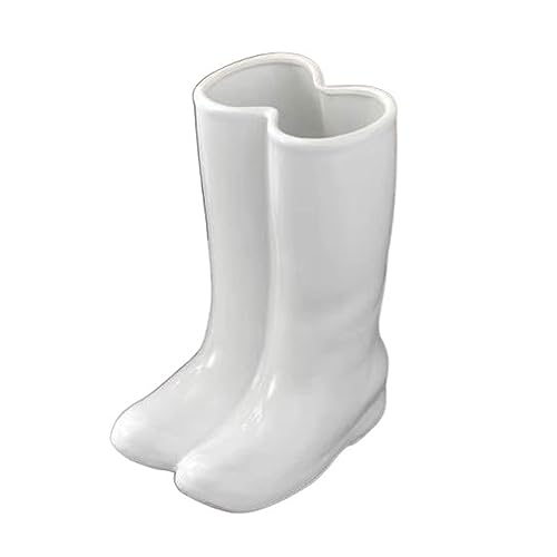 Dh2yjnbf3 Innenbereich Kreativer Schirmständer in Stiefelform, Halter, Schirmeimer, Fass, Porzellan-Keramik-Bodenvase, Eingangsbereich, Veranda, Innenbereich Platzsparend(Weiß) von Dh2yjnbf3