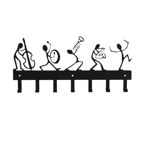 Dh2yjnbf3 Kleiderhaken Wand 11,81 Zoll Schlüsselhalter for die Wand, Metall Sinfonieorchester Schlüsselhalter Haken Organizer Rack, Haken for Wand, Eisenkunst, Kleiderbügel Garderobenleiste von Dh2yjnbf3