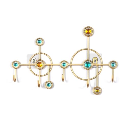 Dh2yjnbf3 Kleiderhaken Wand Kreative Wandgarderobe mit 6 Haken, dekorativer Schlüssel-Kleiderhaken for Eingangsbereich, Schlafzimmer, Veranda Garderobenleiste(Gold) von Dh2yjnbf3