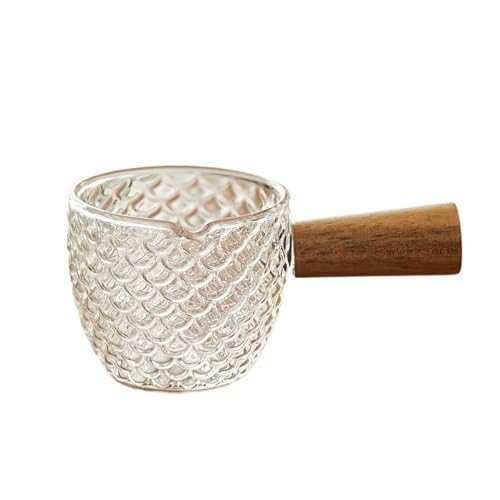 Dh2yjnbf3 Milchkännchen Kaffeemilchkrug mit Holzgriff Mehrzweck-Soßentopf aus Glas for Soßen, Milch, Salat Sahnekännchen von Dh2yjnbf3