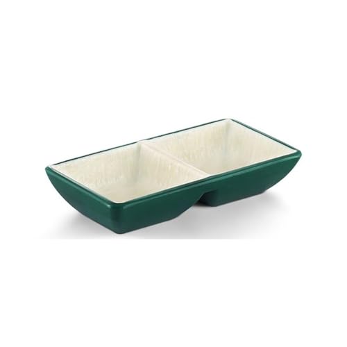 Dh2yjnbf3 Saucenschälchen 2 Grids Matte Sauce Gericht Heißer Topf Dip Untertasse Restaurant Vorspeise Schüssel Soja Essig Gewürz Platte Dipschalen Snackschalen(Green) von Dh2yjnbf3