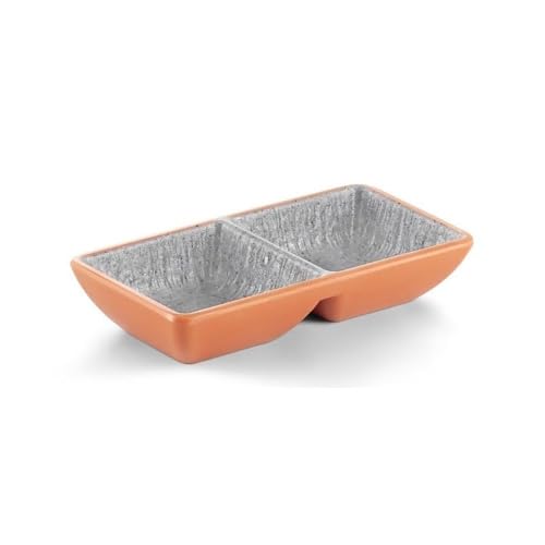 Dh2yjnbf3 Saucenschälchen 2 Grids Matte Sauce Gericht Heißer Topf Dip Untertasse Restaurant Vorspeise Schüssel Soja Essig Gewürz Platte Dipschalen Snackschalen(Orange) von Dh2yjnbf3