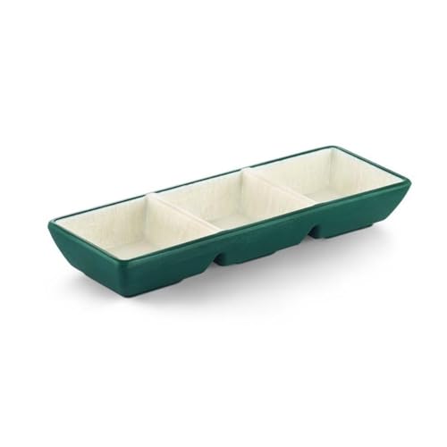 Dh2yjnbf3 Saucenschälchen 3 Grids Matte Sauce Gericht Gewürz Gericht Sojasauce Essig Gerichte Vorspeise Platte Sushi Platte Dipschalen Snackschalen(Green) von Dh2yjnbf3