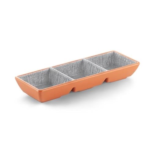 Dh2yjnbf3 Saucenschälchen 3 Grids Matte Sauce Gericht Gewürz Gericht Sojasauce Essig Gerichte Vorspeise Platte Sushi Platte Dipschalen Snackschalen(Orange) von Dh2yjnbf3