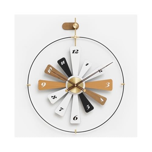 Dh2yjnbf3 Wohnzimmer Große Wanduhr 60 cm, rund, leise, Nicht tickend, for Aufhängen, kreative Dekoration der leichten Luxus-Wanduhr, Wohnzimmerwand Wohndeko(Bruin) von Dh2yjnbf3