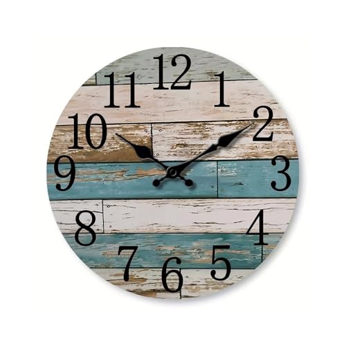 Dh2yjnbf3 Wohnzimmer Holzuhr mit kreativer Dekoration und geräuschlosem Design. Quarzuhr im Retro- und Vintage-Stil. Wohndeko(14 inch) von Dh2yjnbf3
