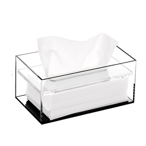 Praktisch Acryl Tissue Box Cover Rechteckiger Kosmetiktücherhalter for Badezimmer Küche Schlafzimmer Büro Organizer(Schwarz,Klein) von Dh2yjnbf3