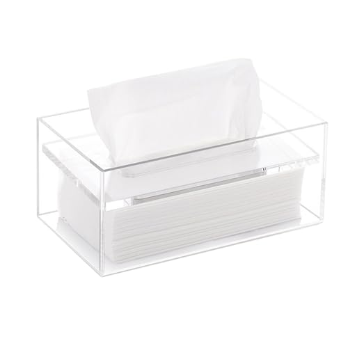 Praktisch Acryl Tissue Box Cover Rechteckiger Kosmetiktücherhalter for Badezimmer Küche Schlafzimmer Büro Organizer(Weiß,Groß) von Dh2yjnbf3