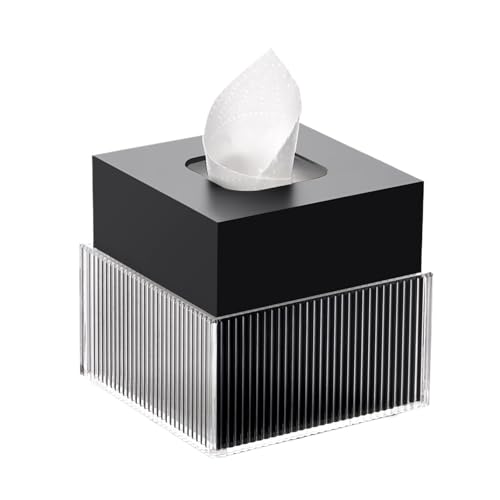Praktisch Leichte Luxus-Business-Hotel-Acryl-Taschentuchbox-Abdeckung Kreative quadratische Rollenpapierbox Organizer(Schwarz) von Dh2yjnbf3
