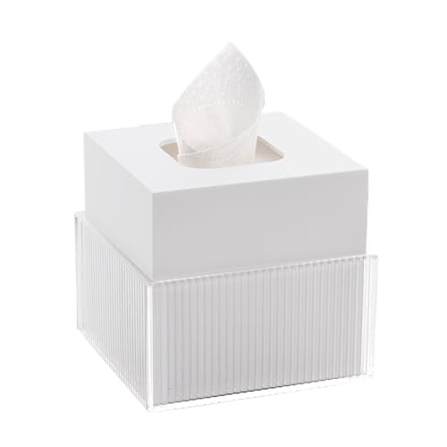 Praktisch Leichte Luxus-Business-Hotel-Acryl-Taschentuchbox-Abdeckung Kreative quadratische Rollenpapierbox Organizer(Weiß) von Dh2yjnbf3