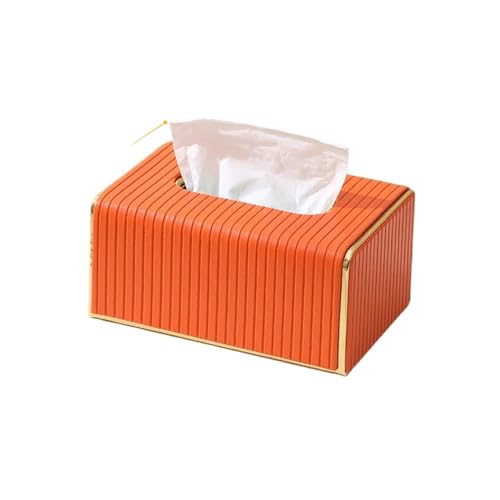 Praktisch Leichte Luxus-Taschentuchhalter aus Leder, Serviettenspender, Gesichtsspender, Heimdekoration for Badezimmer, Küche, Schlafzimmer, Büro Organizer(Orange) von Dh2yjnbf3