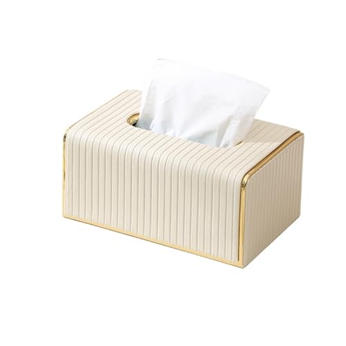 Praktisch Leichte Luxus-Taschentuchhalter aus Leder, Serviettenspender, Gesichtsspender, Heimdekoration for Badezimmer, Küche, Schlafzimmer, Büro Organizer(Weiß) von Dh2yjnbf3