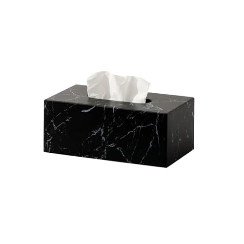 Praktisch Rechteckige Taschentuchbox, Harz, Kosmetiktücherhalter, Spender for Badezimmer, Küche, Schlafzimmer, Büro Organizer(Schwarz) von Dh2yjnbf3