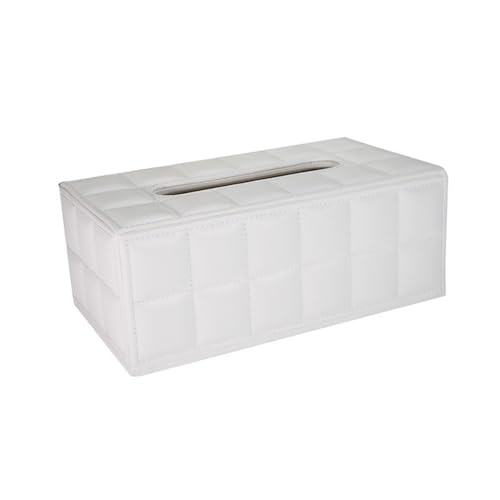 Taschentuchbox Taschentuchbox PU kariert for Home Hotel Restaurant Desktop Aufbewahrungsbox Kosmetiktücherbox(Weiß) von Dh2yjnbf3
