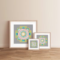 Dekorative Illustration Yantra Mond Einzelstück Ohne Rahmen von DharmaShopArt