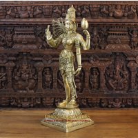 Brass Ardhnareeshwar | Lord Shiva & Goddess Parvati in One Avatar Butter Und Gold Finish - Made Chennai, South India Only At Dharma von DharmaStatues