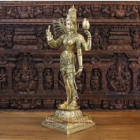 Brass Ardhnareeshwar | Lord Shiva & Goddess Parvati in One Avatar Butter Und Gold Finish - Made Chennai, South India Only At Dharma von DharmaStatues