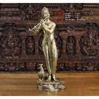 Brass Enticing Modern Krishna Spielflöte Mit Einem Wunderschönen Pfau - Südindien Make Dharma Exclusive Brass Enticing Modern Krishna Spielflöte Mit Einem Wunderschönen Pfau - Südindien Make Dharma Exclusive von DharmaStatues