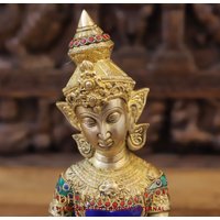 Brass Jalsa Thai Mystical Musicians | 3Er-Set Mit Halbedelsteinen Besetzt - Hergestellt in Bangkok, Thailand Nur Bei Dharma von DharmaStatues
