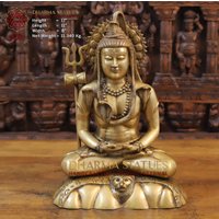 Messing Chaturnaga Sadashiva | Glücksgott Shiva Mit 4 Schlangen in Meditationsposition Auf Einem Löwensockel - Made Nepal Only At Dharma von DharmaStatues