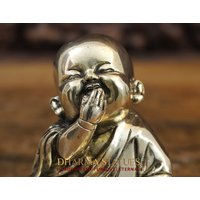 Messing Drei Weise Mönche - Messengers Of Hear, See & Speak No Evil Statuen Von Freude Und Glück Made in Nepal Only At Dharma von DharmaStatues