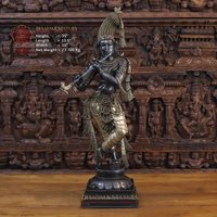 Messing Große Lord Krishna Spielt Flöte Stehend Position Statue | Schwarz Und Golden Finish Südindisch Machen - Nur Dharma Exclusive Messing Große Lord Krishna Spielt Flöte Stehend Position Statue | Schwarz Und Golden Finish Südindisch Machen - Nur Dharma Exclusive von DharmaStatues