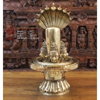 Messing Mahashiva Lingam Mit Shivakopf Graviert Und Verschlungen Von Der Mächtigen Vasuki Schlange - 700 Stunden Aufwendige Handwerkskunst von DharmaStatues