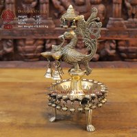 Messing Mayur Pushp | Pfau Lampe Mit 3 Diyas-Big Größe Hängelampe Statue-Best Of Geschenk-Home-Office-Tempel-Dharma Exclusive von DharmaStatues