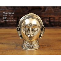 Messing Parvati Kopf - Südindien Make Verglasung Gold Finish von DharmaStatues