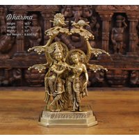 Messing Radha Krishna Unter Einem Heiligen Baum - Südindien Make Royal Gold Finish Dharma Bestseller von DharmaStatues