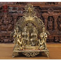 Messing Radiant Rambhadraya Darbar | Chamber Of Lord Ram Mit Hanuman & Lakshman, Die Ihren Ram Verehren - Nur Bei Dharma | Tempel Idol von DharmaStatues