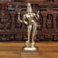 Messing Saumyatva Ardhanarishvara | Lord Shiva & Göttin Parvati Vereint Einen Körper - Hergestellt in Thanjavur, Südindien Gold-Finish Nur Bei Dharma von DharmaStatues