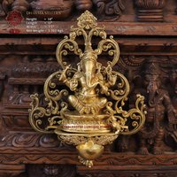 Messing Segen Ganesha Blumen Wandbehang Diya | Öl Lampen - Made in Mysore, Südindien Dharma Exclusive von DharmaStatues
