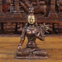 Messing Tara Sitzend Auf Erden in Meditationsposition - High Detail Kupfer Finish von DharmaStatues