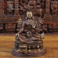 Messing Tara Sitzend in Meditationsposition - High Detail Kupfer Finish von DharmaStatues