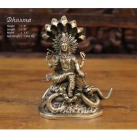 Messing Vishnu Auf Einer Schlange in Goldfarbenem Finish Ruhend von DharmaStatues