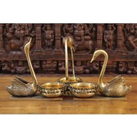 Messingreiher & Schwäne Urlis | 3Er Set - Made in Kathmandu Nepal Feingold Finish | Elegantes Dekor, Blume Und Lampe Urnen Nur Bei Dharma von DharmaStatues