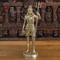 Shiva Idol. Brass Majestic High Detailed Lord Idol in Steter Position - Verglasung Gold Finish von DharmaStatues