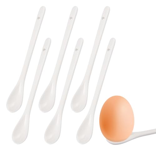 10 Pcs Lange Löffel Porzellan Weiß,16 cm Dessertlöffel, Servierlöffel Klein, Eierlöffel,Teelöffel, Müslilöffel, Joghurtlöffel,Cafés Löffel Geeignet für Restaurants, Dessertläden und Cafés von Dhisperares