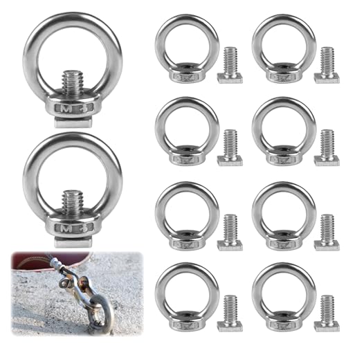 10 Stück Ringmuttern mit Hammerkopfschraube M6, 304 Edelstahl Ringmutter zum Festziehen und Aufhängen, Einfachen Verbinden von Seilen, Augenschraube Set für Als Halterung im GewäChshaus, Silber von Dhisperares