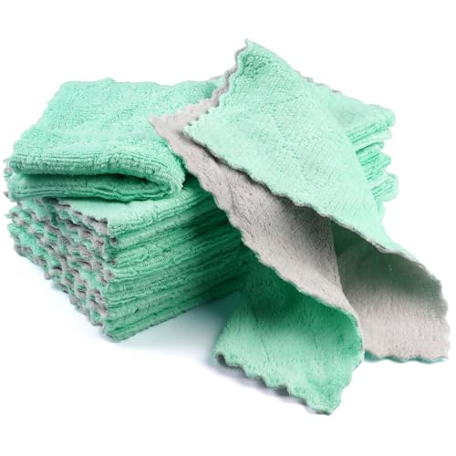 12 Stück Mikrofaser Reinigungstücher 25 X 25 cm, Super Saugfähiges und Weicher, Waschbar Abwaschlappen, Korallen-Samt Wiederverwendbar SpüLtuch für KüChe, Geschirr Extrem Fett und SchmutzlöSend von Dhisperares
