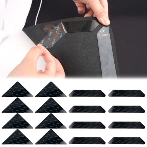 16 Stück Teppich Antirutschunterlage Klebend, Wiederverwendbare Teppich Stopper rutschfest, Teppichgreifer Antirutschmatte für Teppichs Waschbar, Aufkleber Teppichstopper Antirutschpads für Küche von Dhisperares