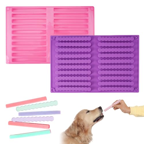 2 Stück Silikonform Hundeleckerli (26x17 cm), 20 Streifen Hunde Backmatte, Wiederverwendbar Riegel Silikonform, Silikon Backmatte Hundekekse für Diy Hunde-Snack-Sticks, Hundekeks-Kausticks von Dhisperares
