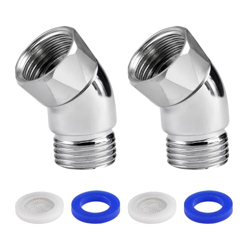 2 Stück Winkelstück für Handbrause Adapter 1/2 Zoll, 135 Grad Duschschlauch Adapter, Swivel Shower Head Adapter mit Gummidichtung, Duschkopf Adapter Verlängerung für Handbrausen und Wandbrausen von Dhisperares
